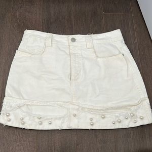Zara white denim mini skirt